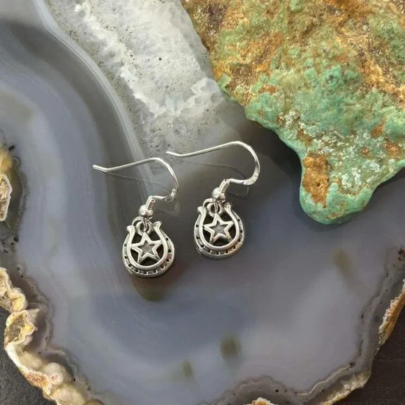 Carolyn Pollack Sterling Silver Horseshoe Dangle Earrings For Women